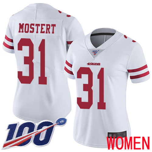 San Francisco 49ers Limited White Women Raheem Mostert Road NFL Jersey #31 100th Season Vapor Untouchable